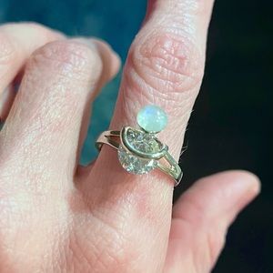 Moonstone & Crystal Silver Plated Ring
